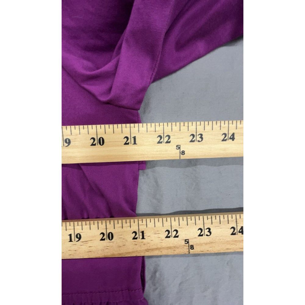 Lane Bryant Shacket 16 Purple Ruffle Button Cotton Stretch 3/4 Sleeve Top Blouse - Picture 11 of 13